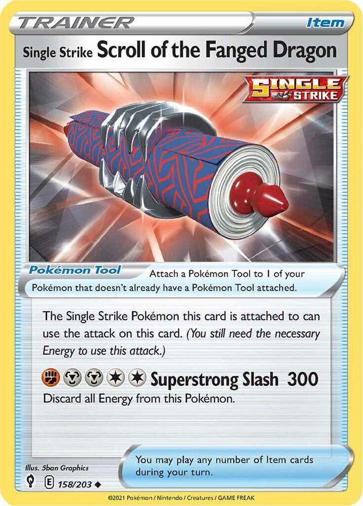 Pokemon Single Strike Scroll of the Fanged Dragon 158/203 Evolving Skies