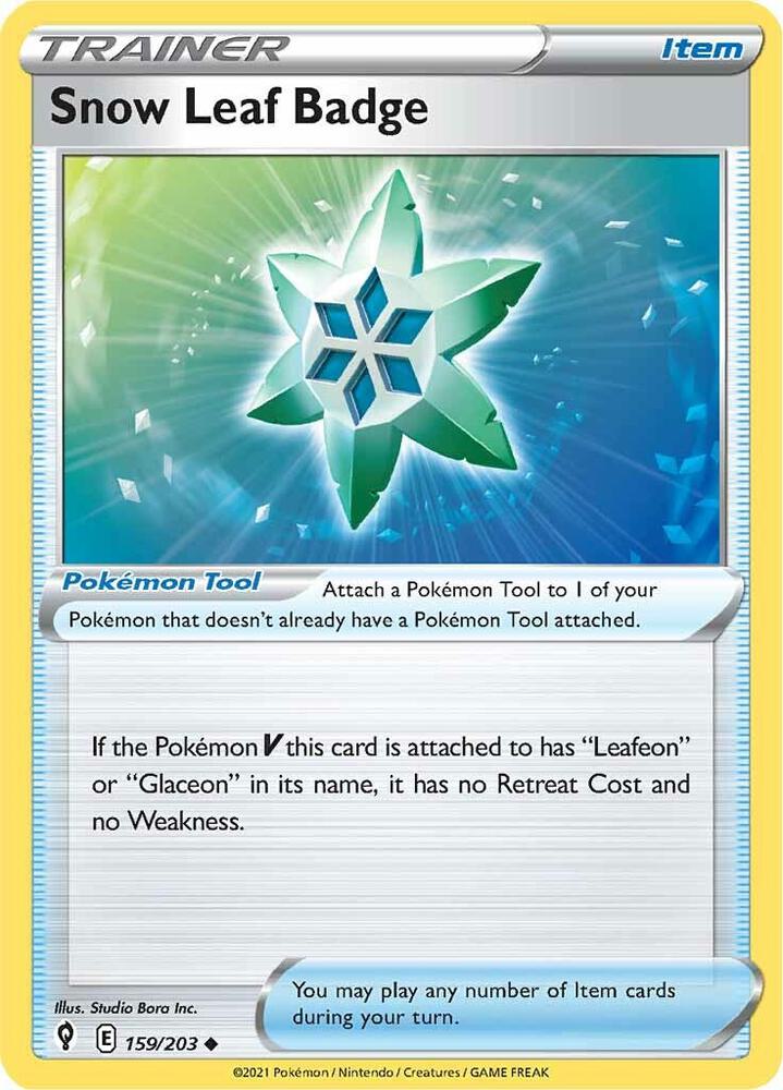 Pokemon Snow Leaf Badge 159/203 Evolving Skies