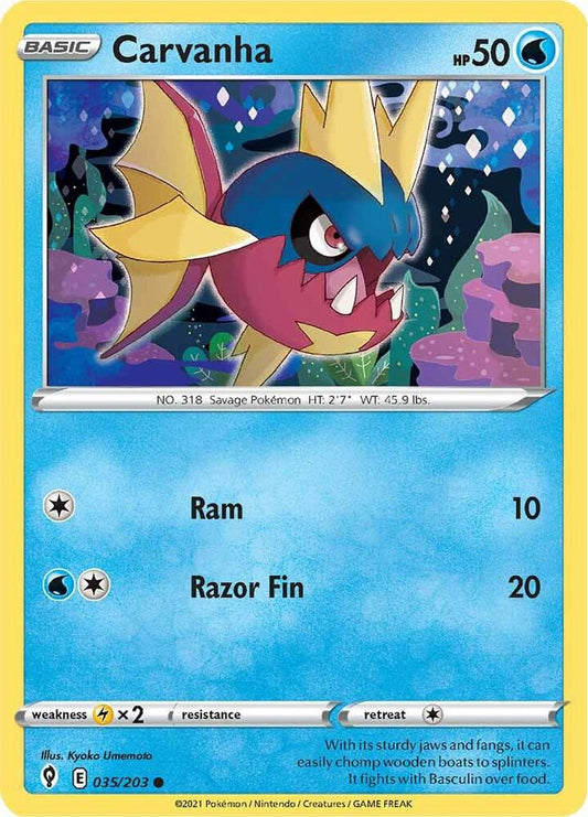 Pokemon Carvanha 35/203 Evolving Skies