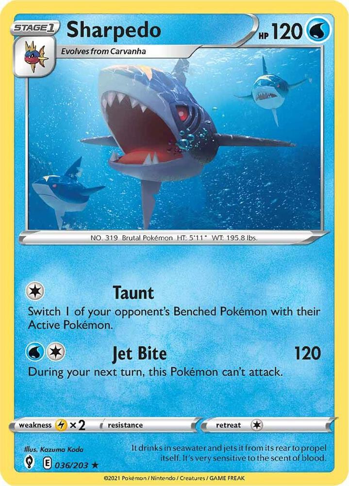 Pokemon Sharpedo 36/203 Evolving Skies
