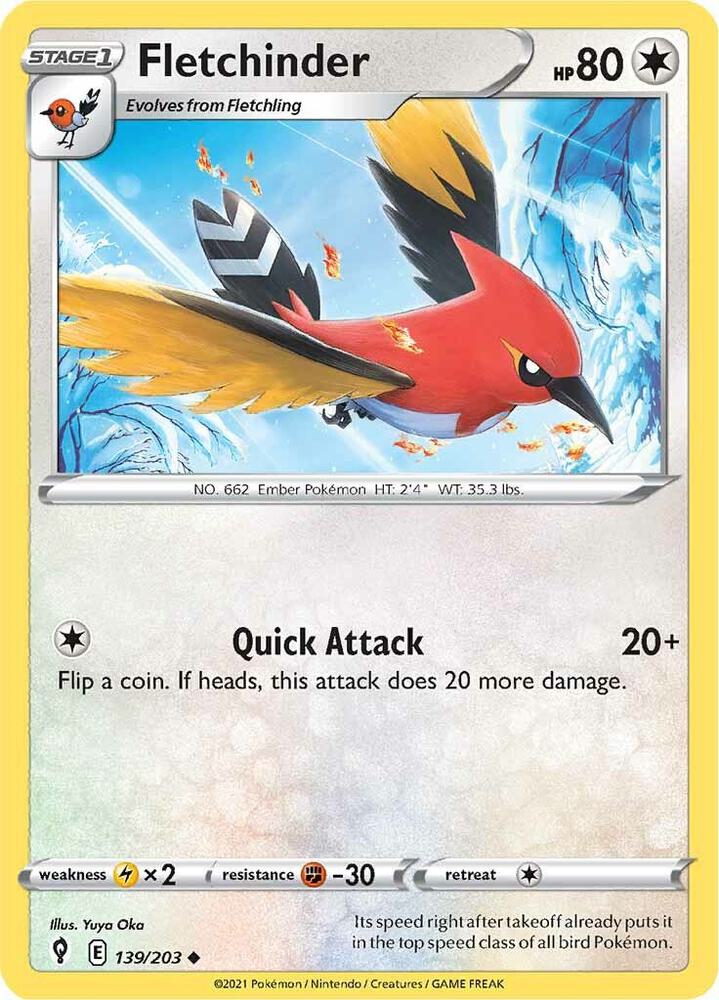 Pokemon Fletchinder 139/203 Evolving Skies