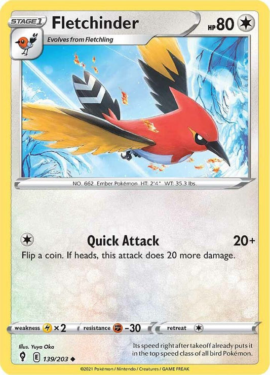 Pokemon Fletchinder 139/203 Evolving Skies