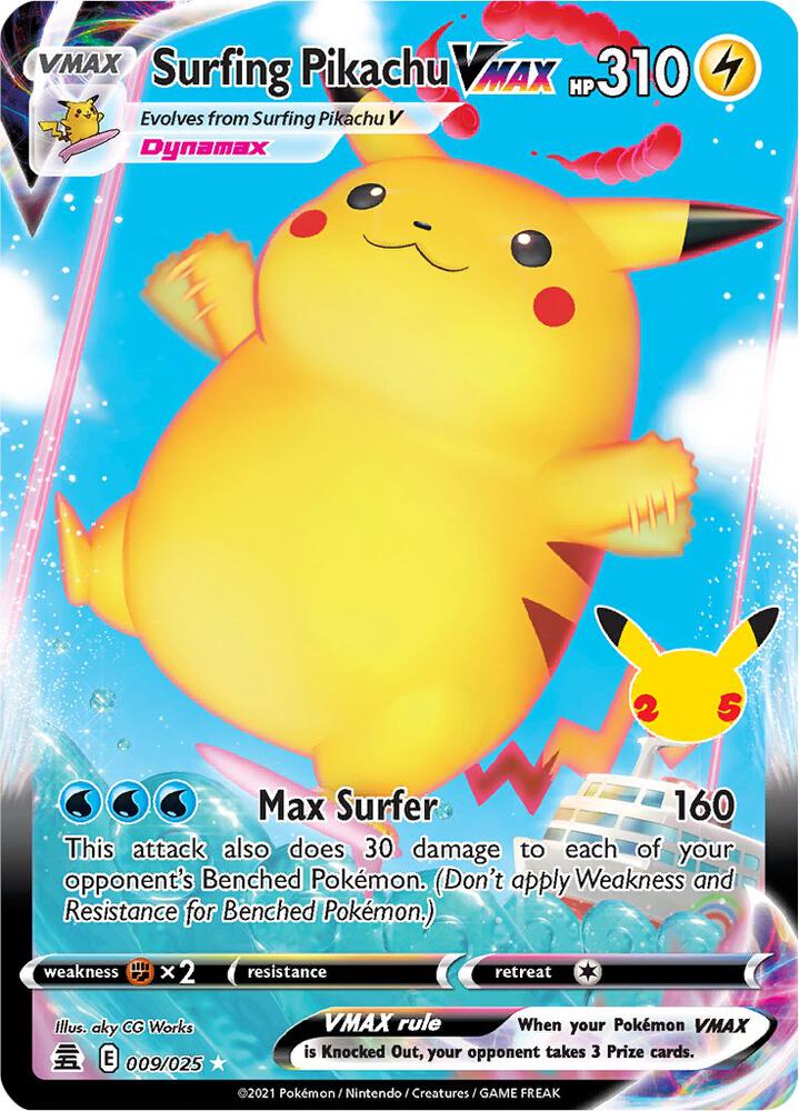 Pokemon Surfing Pikachu VMAX 9/25 Celebrations