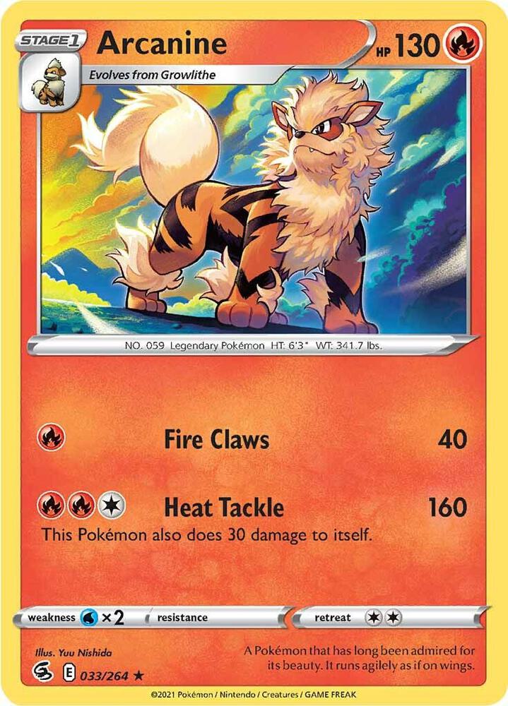Pokemon Arcanine 33/264 Fusion Strike