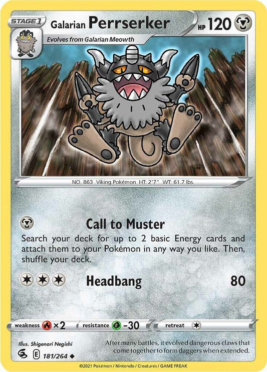 Pokemon Galarian Perrserker 181/264 Fusion Strike