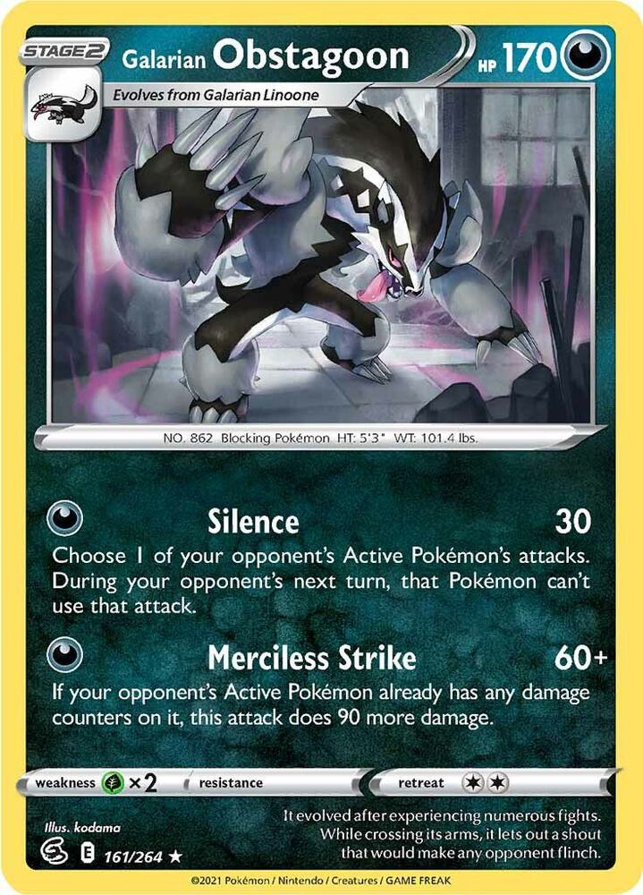 Pokemon Galarian Obstagoon 161/264 Fusion Strike