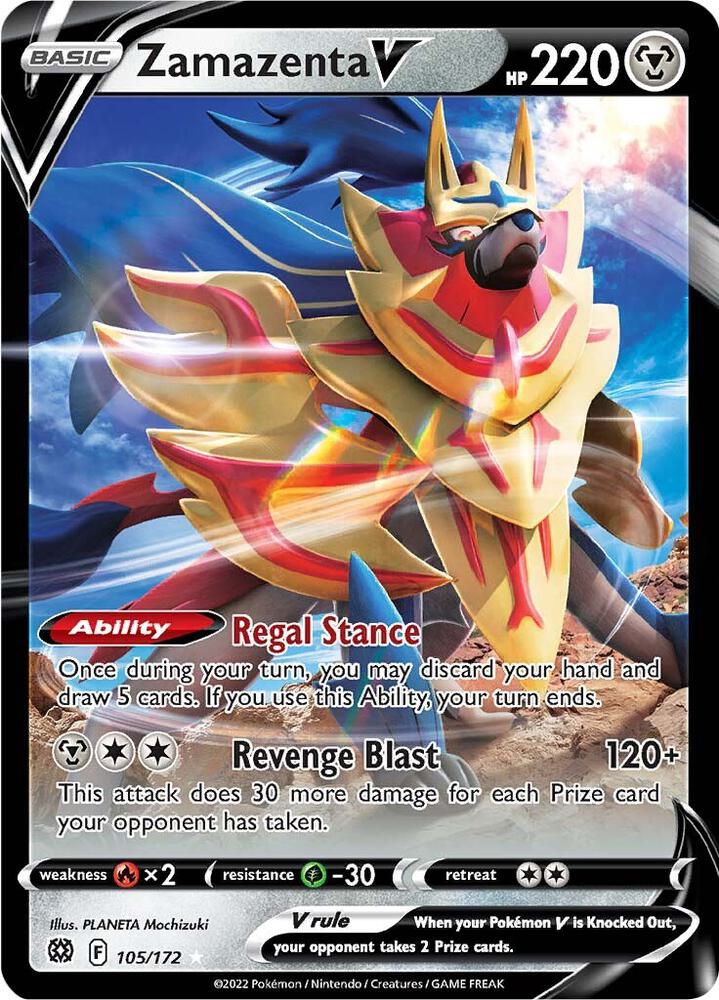Pokemon Zamazenta V 105/172 Brilliant Stars