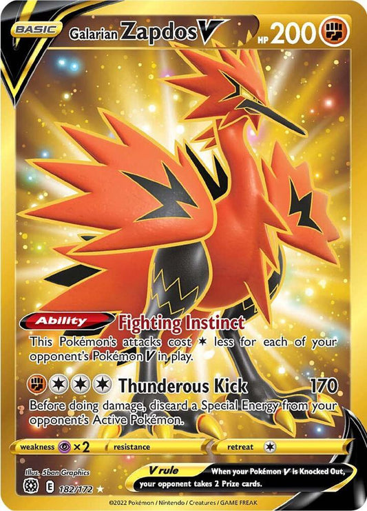 Pokemon Galarian Zapdos V 182/172 Brilliant Stars