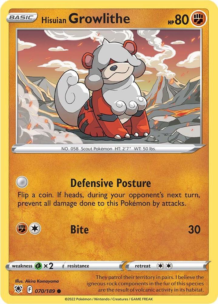 Pokemon Hisuian Growlithe 70/189 Astral Radiance
