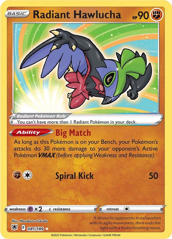 Pokemon Radiant Hawlucha 81/189 Astral Radiance