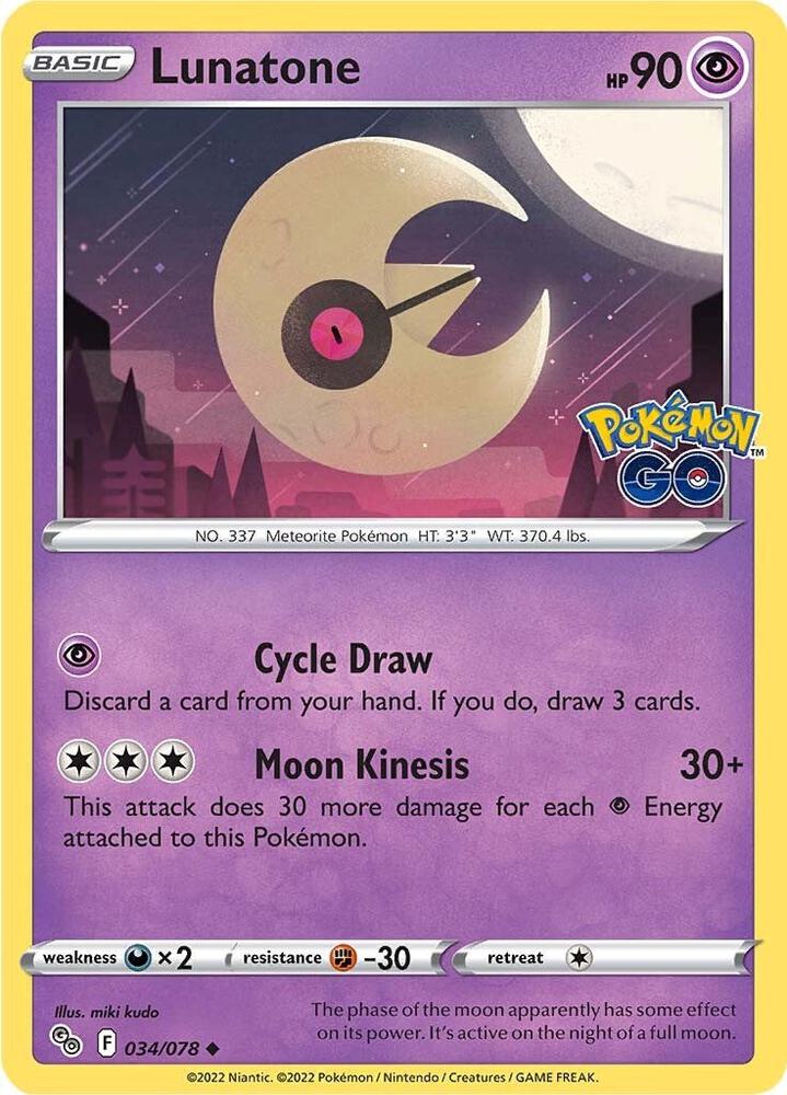 Pokemon Lunatone 34/78 Pokémon GO