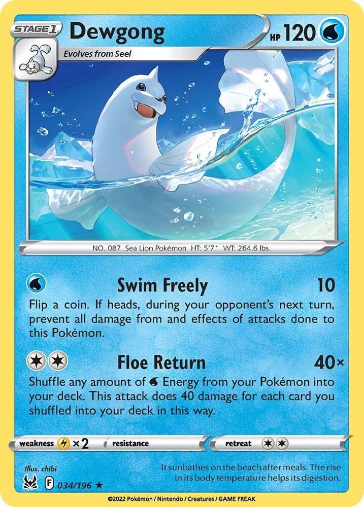 Pokemon Dewgong 34/196 Lost Origin