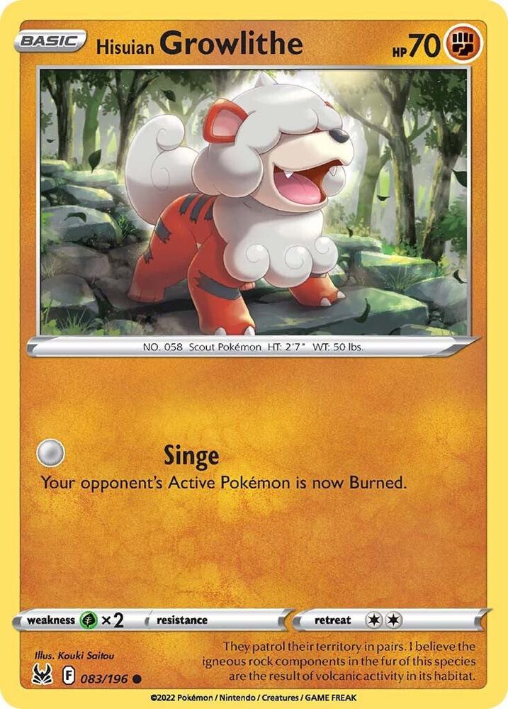 Pokemon Hisuian Growlithe 83/196 Lost Origin