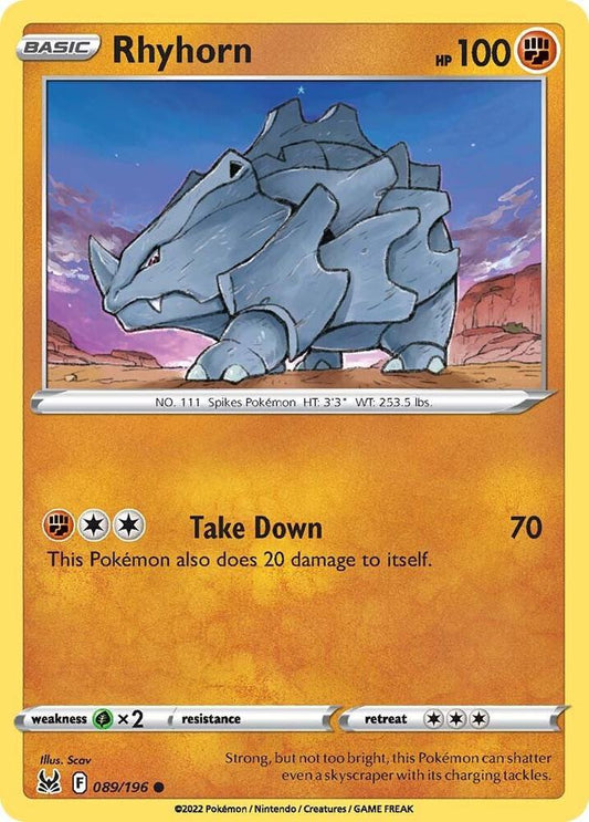 Pokemon Rhyhorn 89/196 Lost Origin
