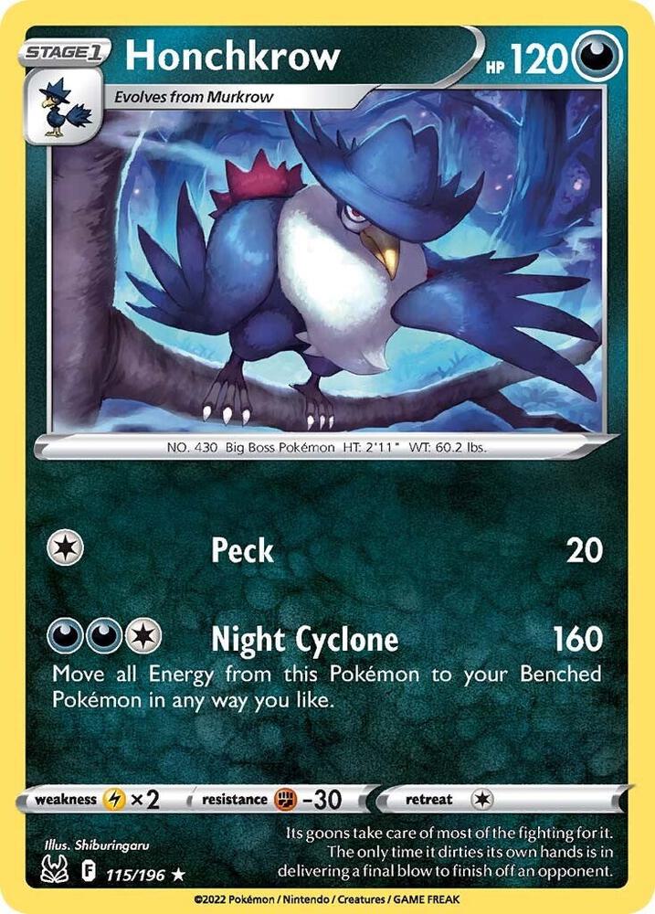 Pokemon Honchkrow 115/196 Lost Origin