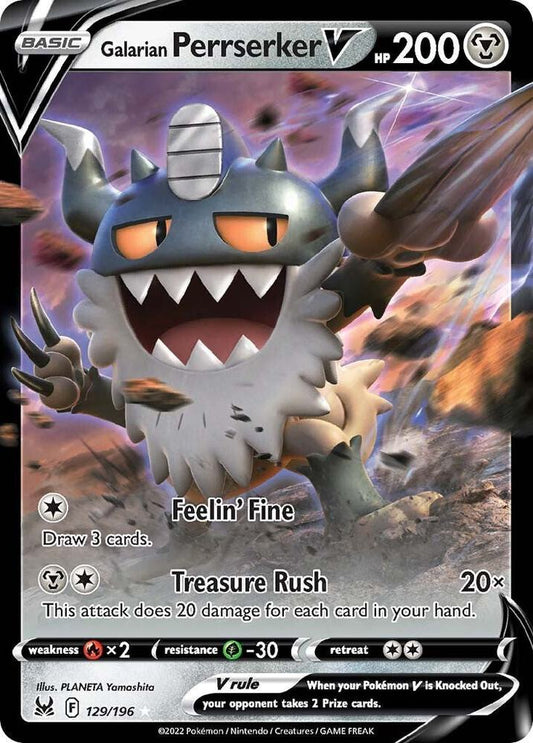 Pokemon Galarian Perrserker V 129/196 Lost Origin