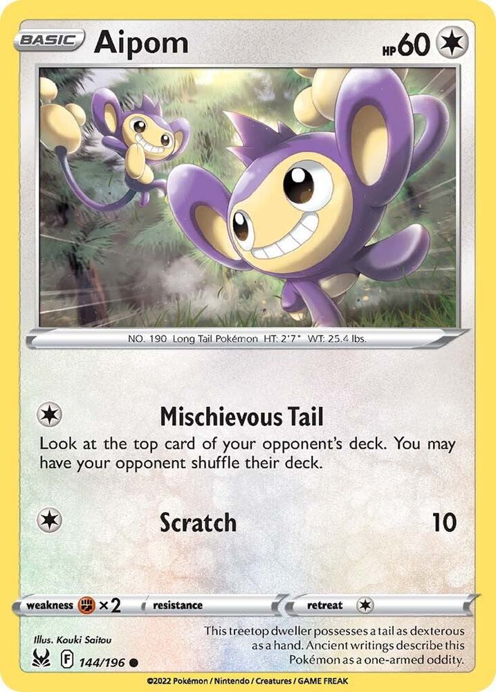 Pokemon Aipom 144/196 Lost Origin