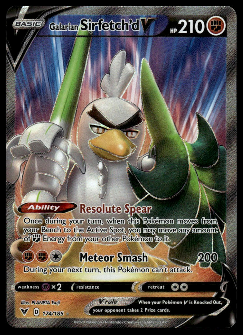 Pokemon SWSH04: Vivid Voltage #174/185 Galarian Sirfetch'd V (Full Art)