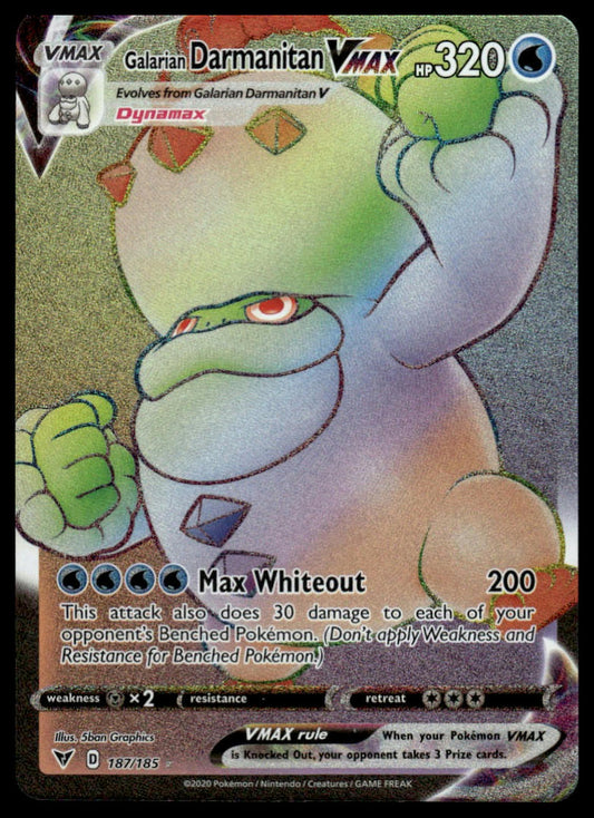 Pokemon Galarian Darmanitan VMAX (Secret) #187/185 SWSH04: Vivid Voltage