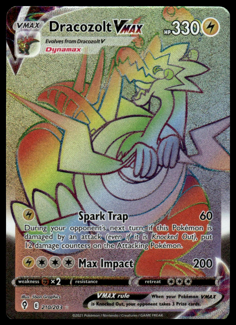 Pokemon Dracozolt VMAX (Secret) #210/203 SWSH07: Evolving Skies