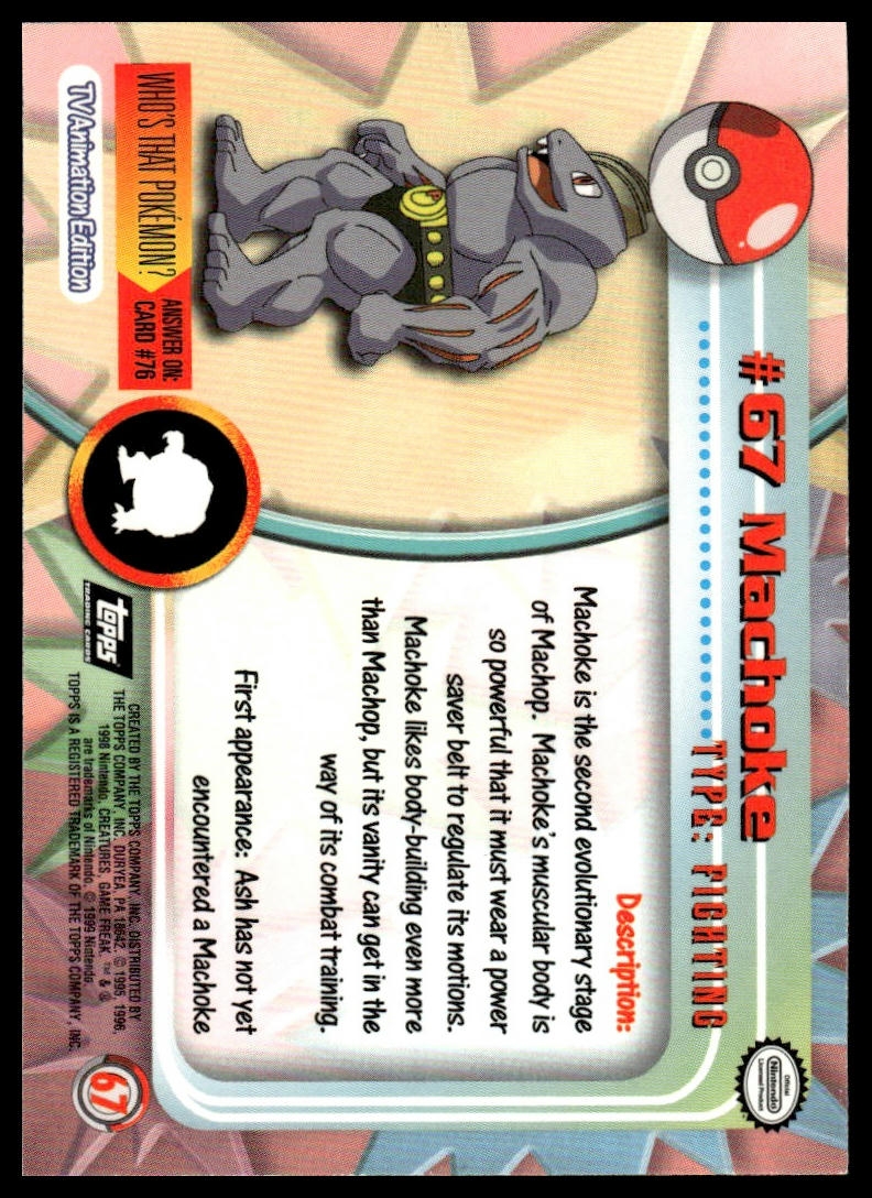 Pokemon Machoke #67 2000 Topps Chrome Pokemon