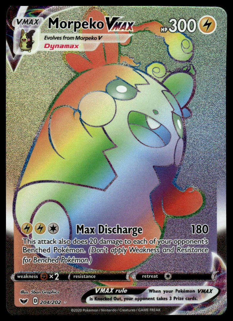 Pokemon Morpeko VMAX (Secret) #204/202 SWSH01: Sword & Shield Base Set