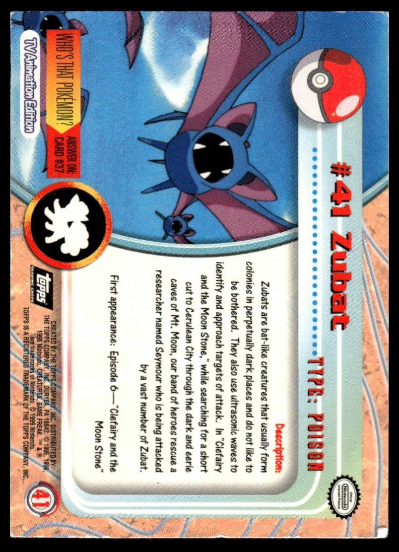 Pokemon Zubat #41 Topps Foil Black Logo