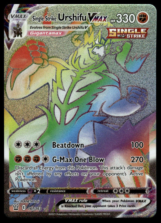 Pokemon Single Strike Urshifu VMAX (Secret) #167/163 SWSH05: Battle Styles