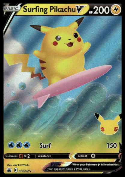 Pokemon Surfing Pikachu V #008/025 Celebrations