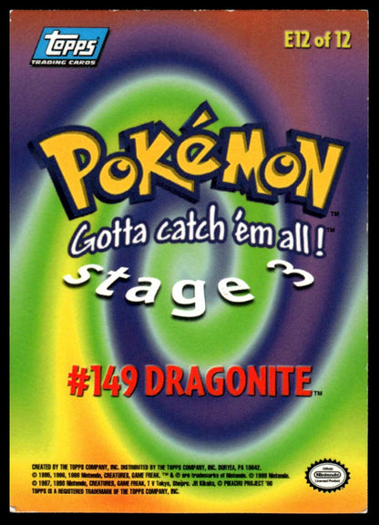 Pokemon Dragonite(Blue Topps Logo) #12 1999 Topps Pokemon the First Movie