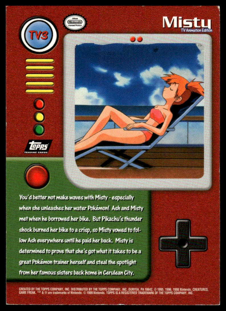 Pokemon Misty Black Topps #TV3 1999 Topps Pokemon TV Animation
