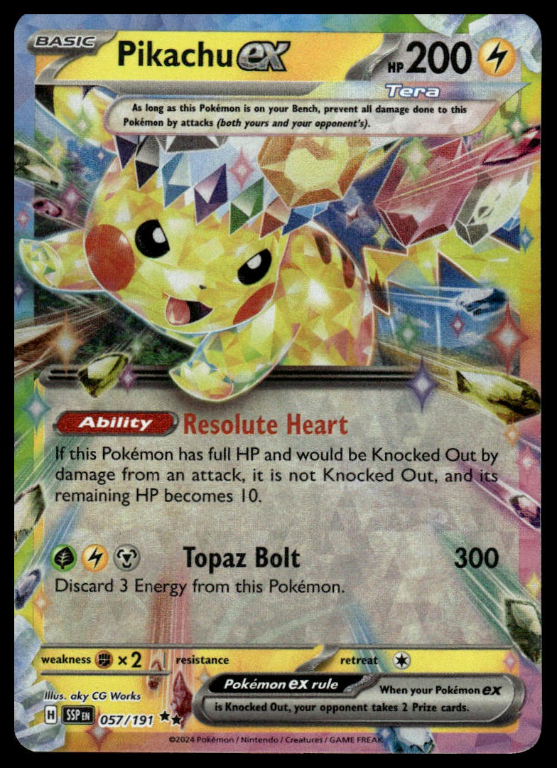 Pokemon Pikachu ex #057/191 SV08: Surging Sparks