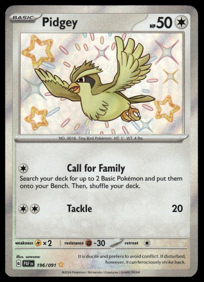 Pokemon Pidgey #196/091 SV: Paldean Fates