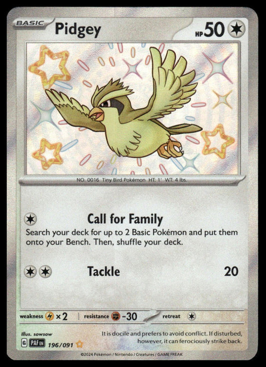 Pokemon Pidgey #196/091 SV: Paldean Fates