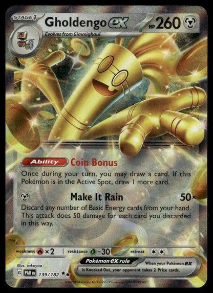 Pokemon Gholdengo ex #139/182 SV04: Paradox Rift
