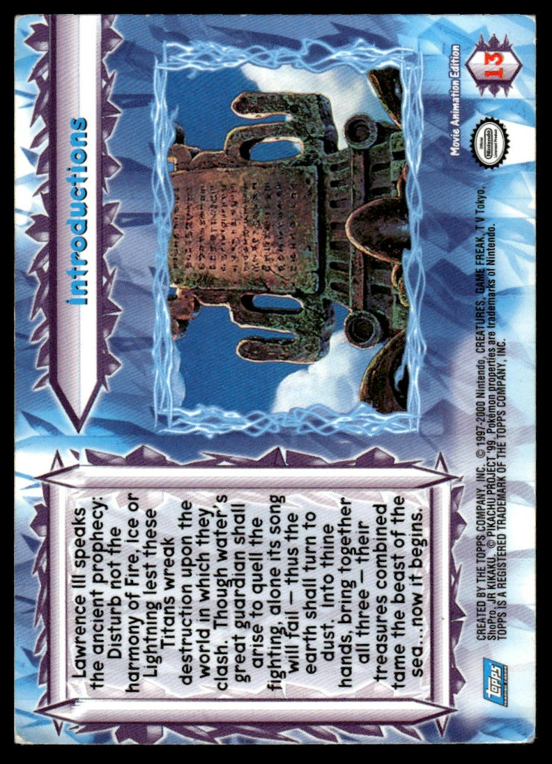 Pokemon Introductions #13 2000 Topps Pokemon The Movie 2000