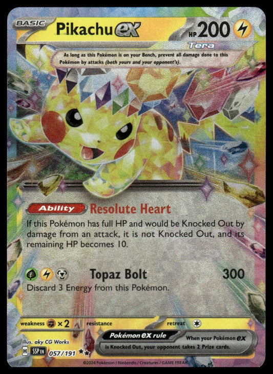 Pokemon Pikachu ex #057/191 SV08: Surging Sparks