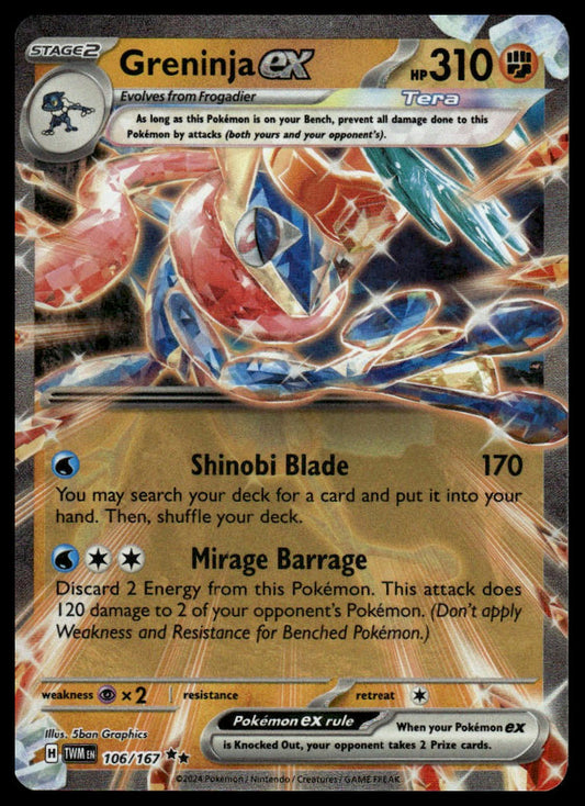 Pokemon Greninja ex #106/167 SV06: Twilight Masquerade