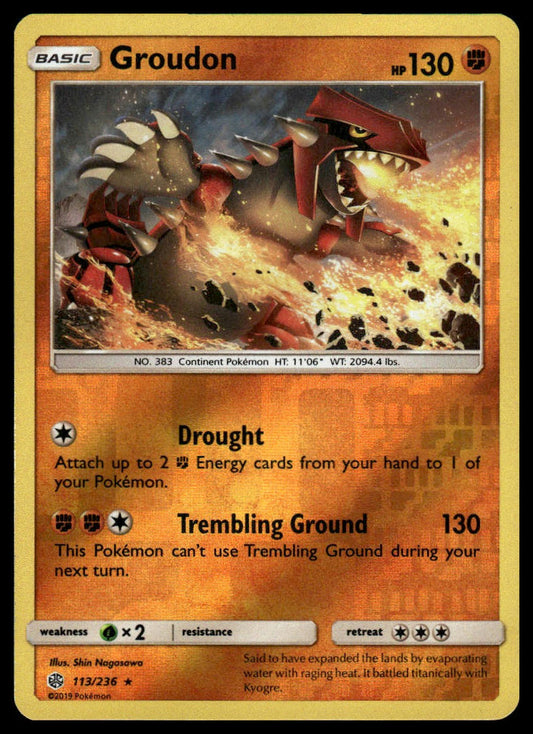 Pokemon Groudon #113/236 SM - Cosmic Eclipse (Reverse Holofoil)