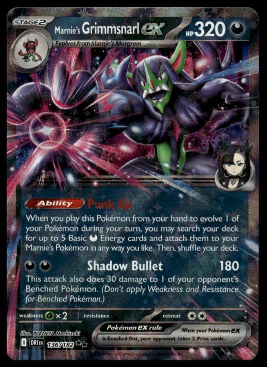 Pokemon Marnie's Grimmsnarl ex #136/182 SV10: Destined Rivals