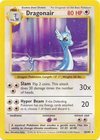 Pokemon Dragonair #18 Base Set
