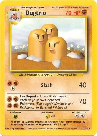 Pokemon Dugtrio #19 Base Set