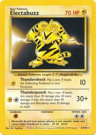 Pokemon Electabuzz #20 Base Set