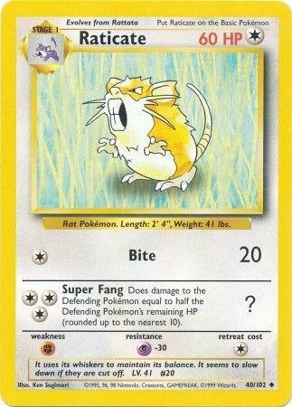 Pokemon Raticate #40 Base Set