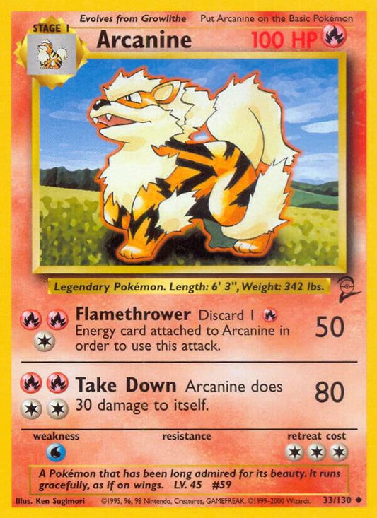 Pokemon Arcanine #33 Base Set 2