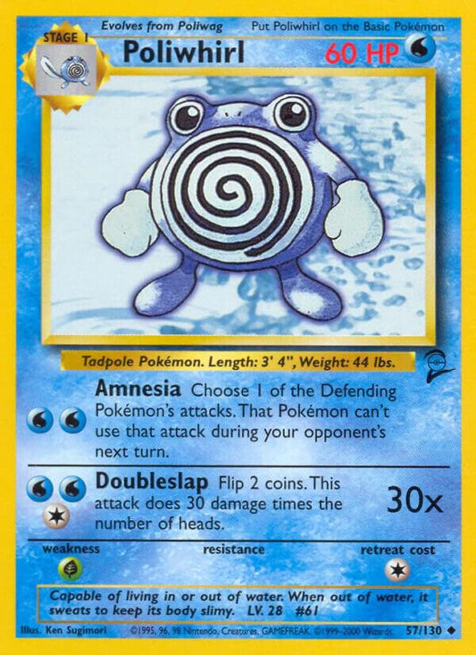 Pokemon Poliwhirl #57 Base Set 2