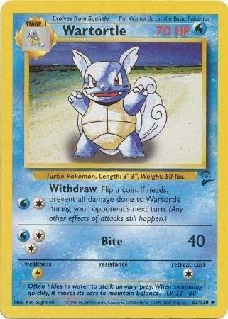 Pokemon Wartortle #63 Base Set 2