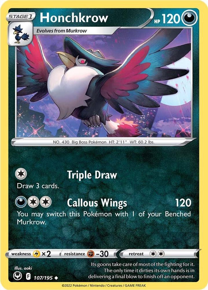 Pokemon Honchkrow 107/195 Silver Tempest
