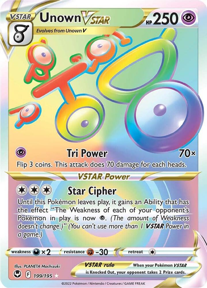Pokemon Unown VSTAR 199/195 Silver Tempest