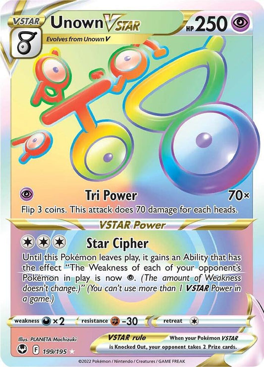 Pokemon Unown VSTAR 199/195 Silver Tempest